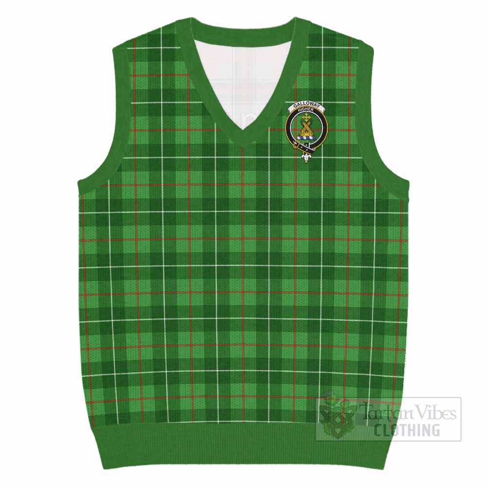 Galloway Tartan Knitted V-Neck Vest with Family Crest - Tartan Vibes Clothing