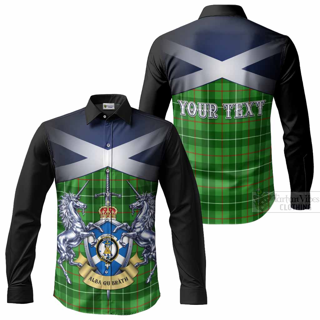 Galloway Tartan Long Sleeve Button Shirts Alba Gu Brath Unicorn Crest