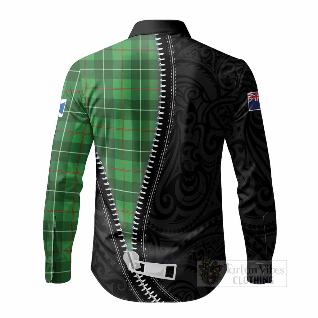Galloway Tartan Long Sleeve Button Shirts New Zealand Pattern Unique Zipper Stylized