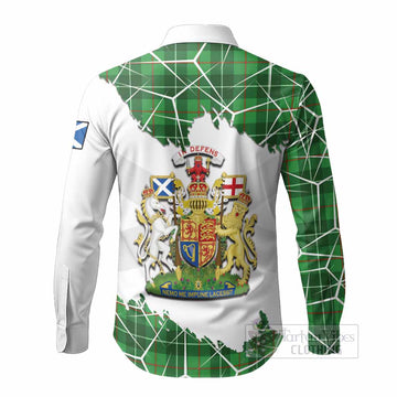 Galloway Tartan Long Sleeve Button Shirts with Family Crest and Lion Rampant Grunge Style