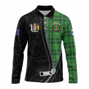 Galloway Tartan Long Sleeve Polo Shirt New Zealand Pattern Unique Zipper Stylized