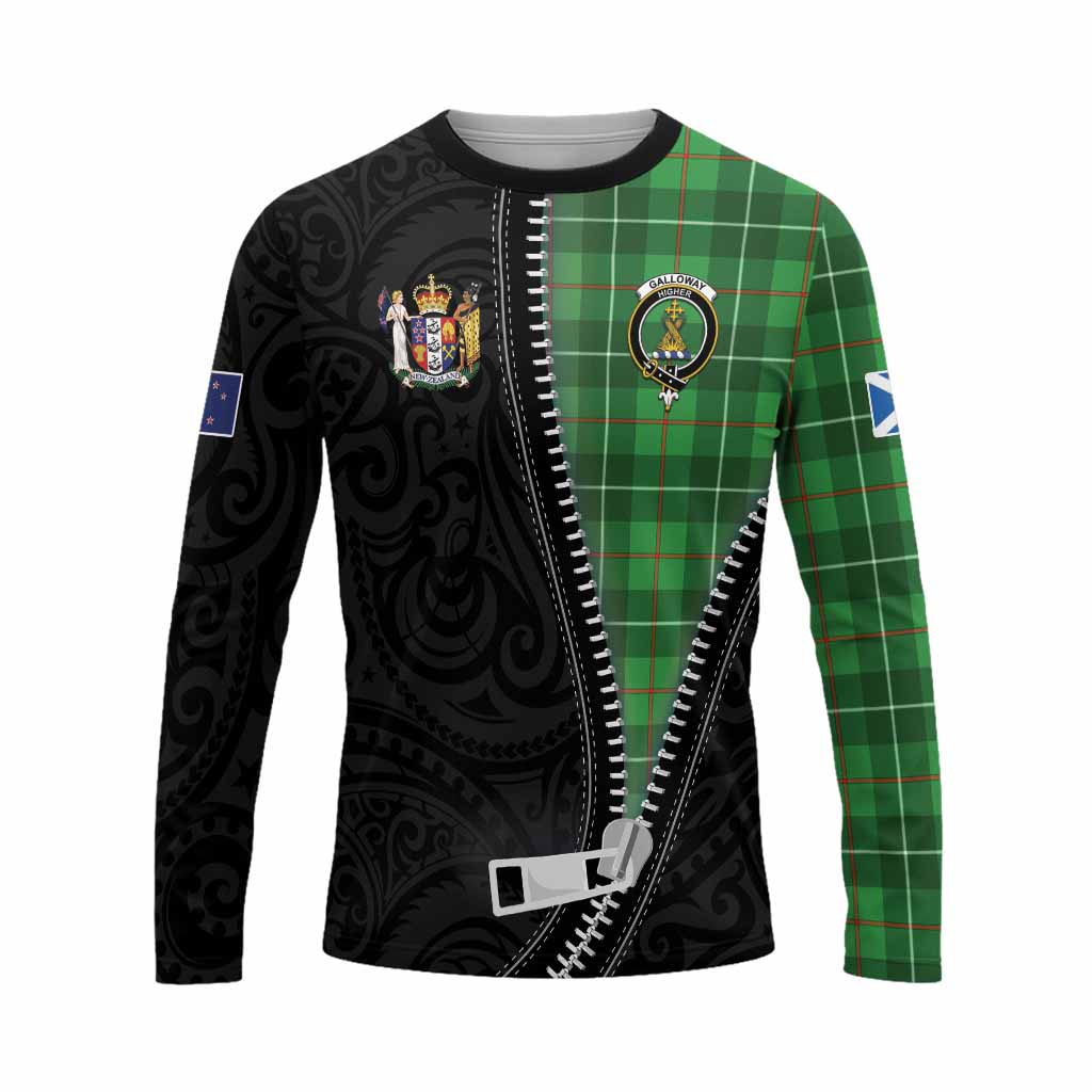 Galloway Tartan Long Sleeve T-Shirt New Zealand Pattern Unique Zipper Stylized