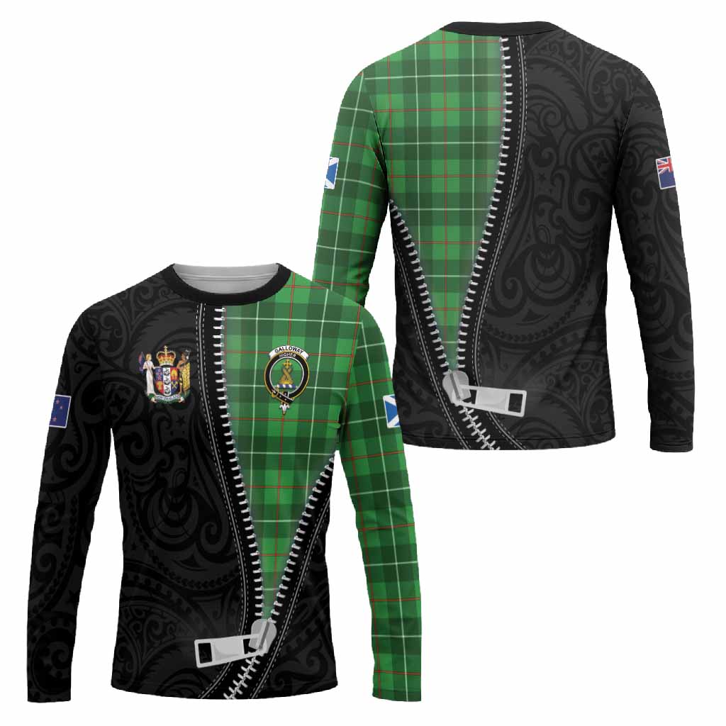 Galloway Tartan Long Sleeve T-Shirt New Zealand Pattern Unique Zipper Stylized