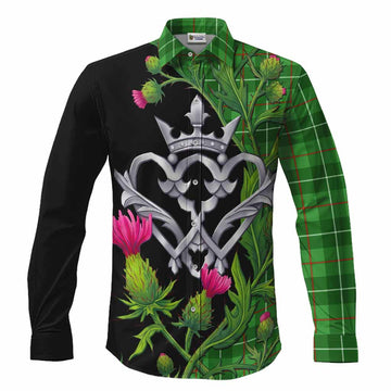 Galloway Tartan Luckenbooth Long Sleeve Button Shirts Silver Heart Crown Thistle Floral
