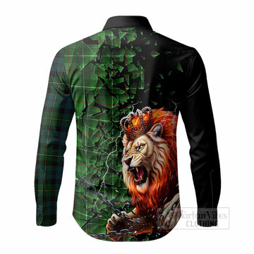 Galloway Tartan Mighty Lion Long Sleeve Button Shirts Explosion Flying Pieces