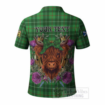 Galloway Tartan Polo Shirt Scottish Thistle Heilan Coo