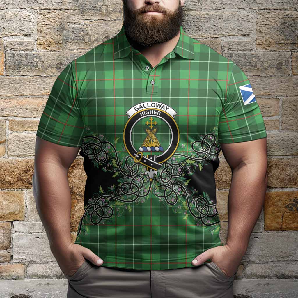 Galloway Tartan Polo Shirt Thistle Scottish Spirit