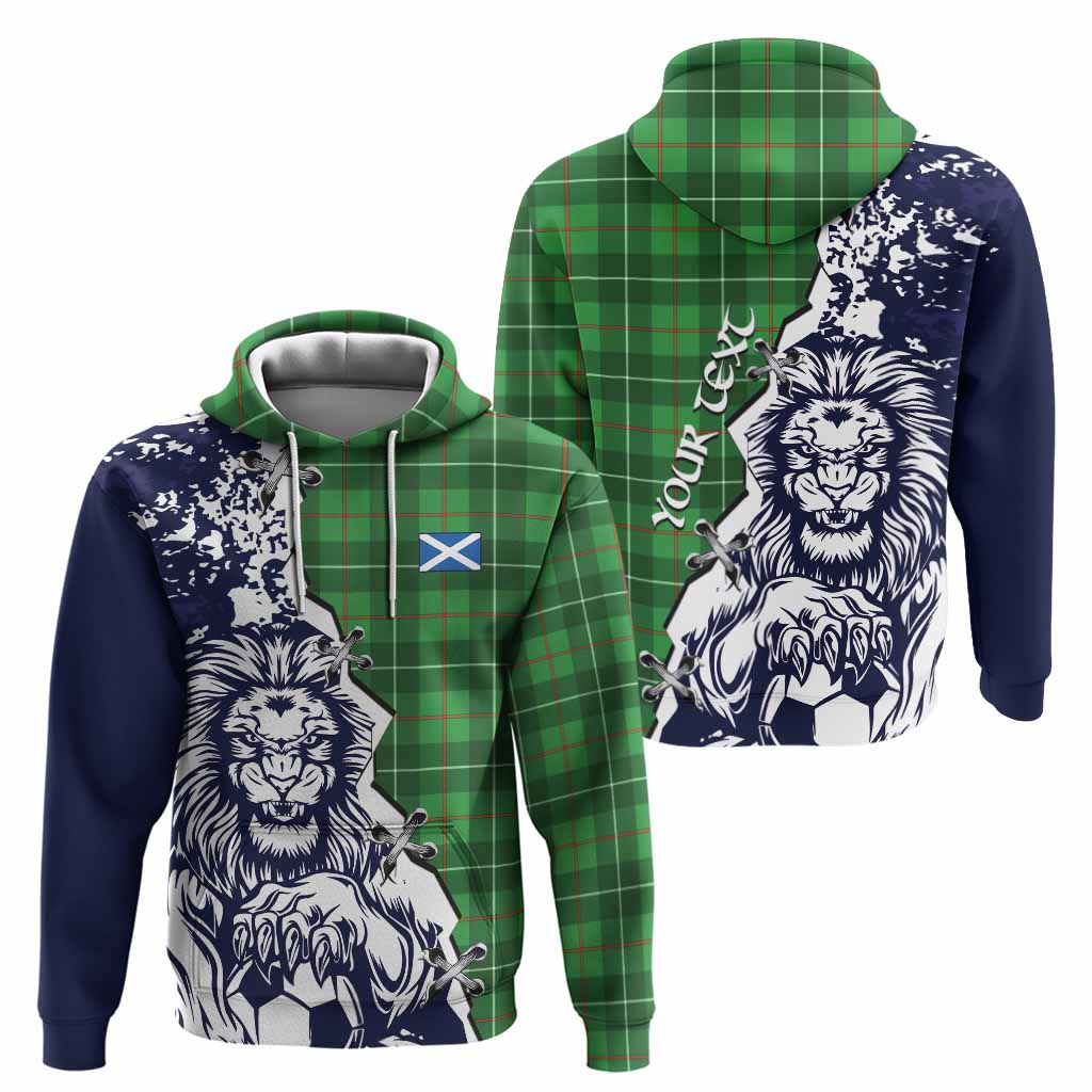 Galloway Tartan Scottish Hoodie Angry Lion With Soccer Ball Style