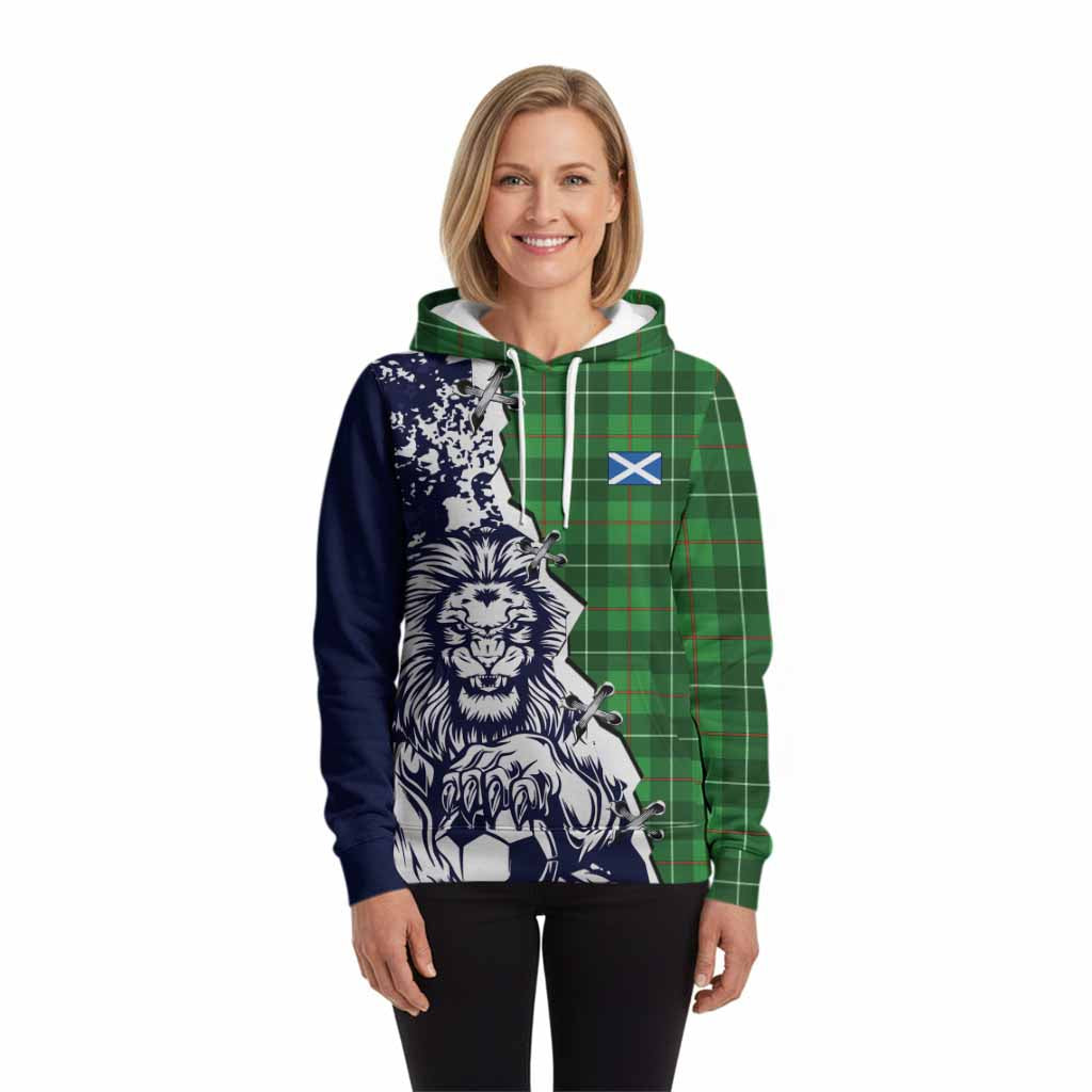 Galloway Tartan Scottish Hoodie Angry Lion With Soccer Ball Style