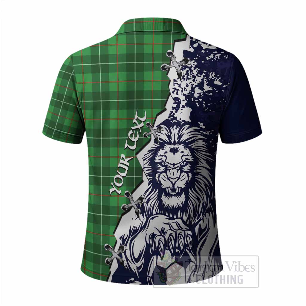 Galloway Tartan Scottish Polo Shirt Angry Lion With Soccer Ball Style