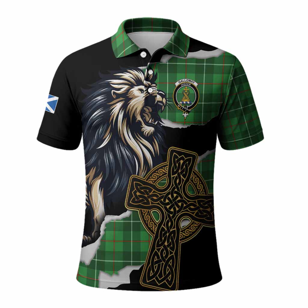 Galloway Tartan Scottish Polo Shirt Lion Celtic Heritage
