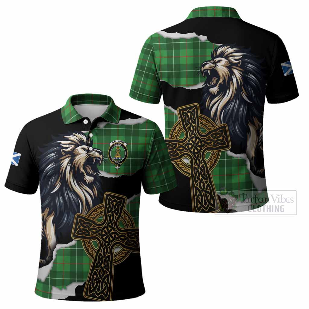 Galloway Tartan Scottish Polo Shirt Lion Celtic Heritage
