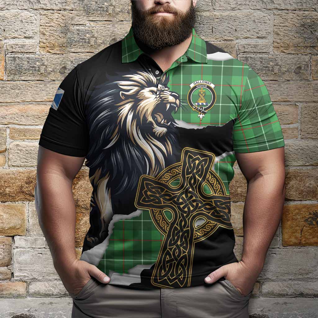 Galloway Tartan Scottish Polo Shirt Lion Celtic Heritage