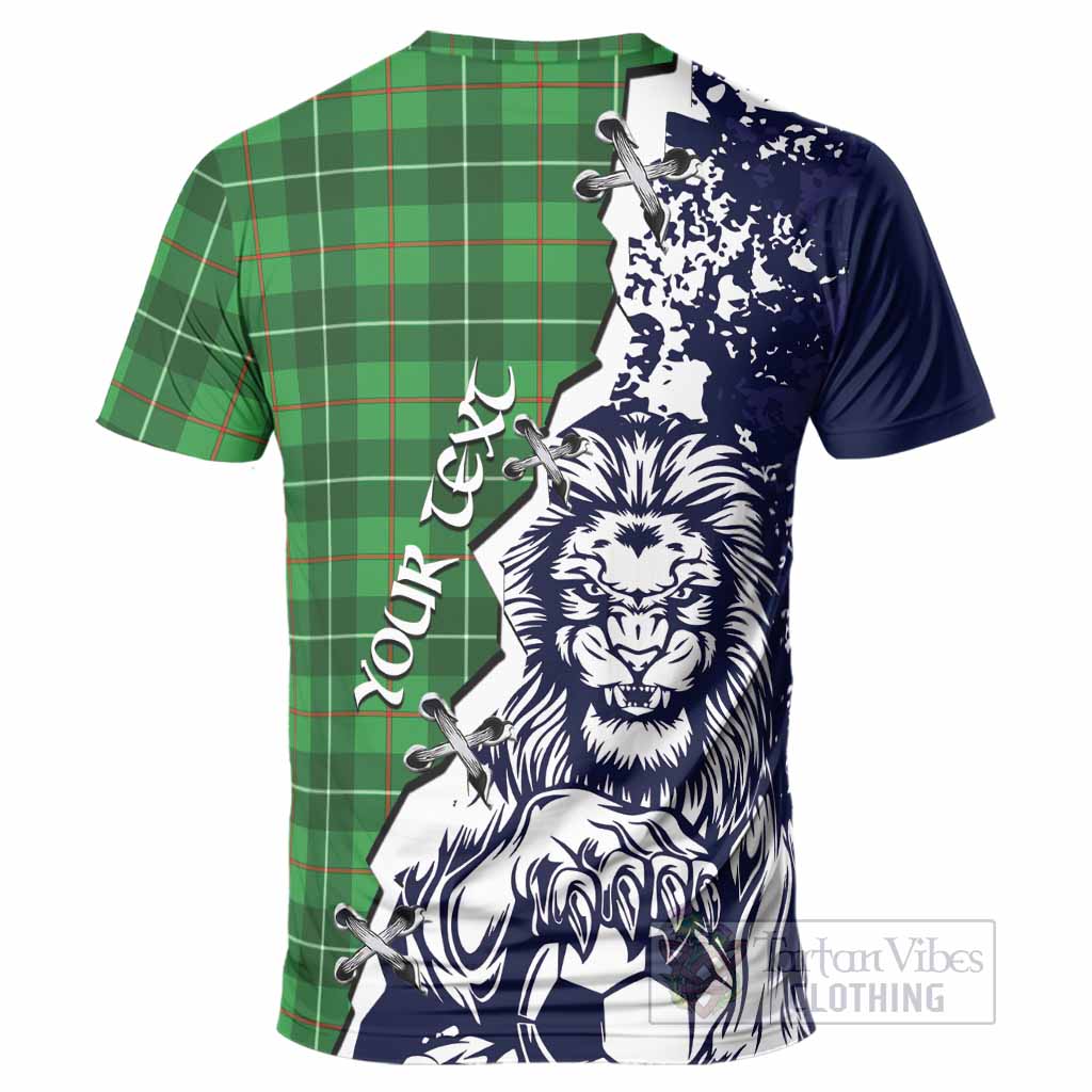Galloway Tartan Scottish T-Shirt Angry Lion With Soccer Ball Style