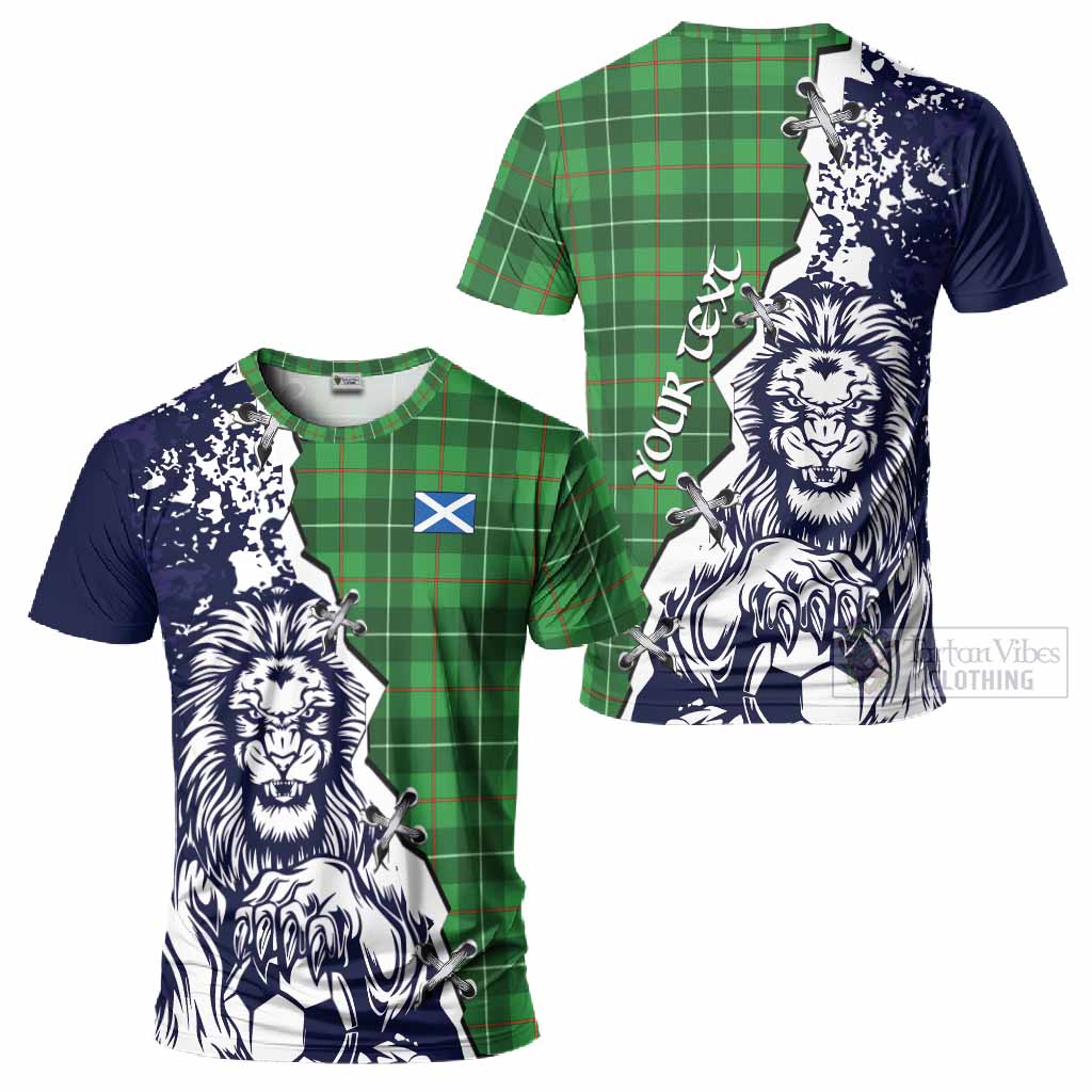 Galloway Tartan Scottish T-Shirt Angry Lion With Soccer Ball Style