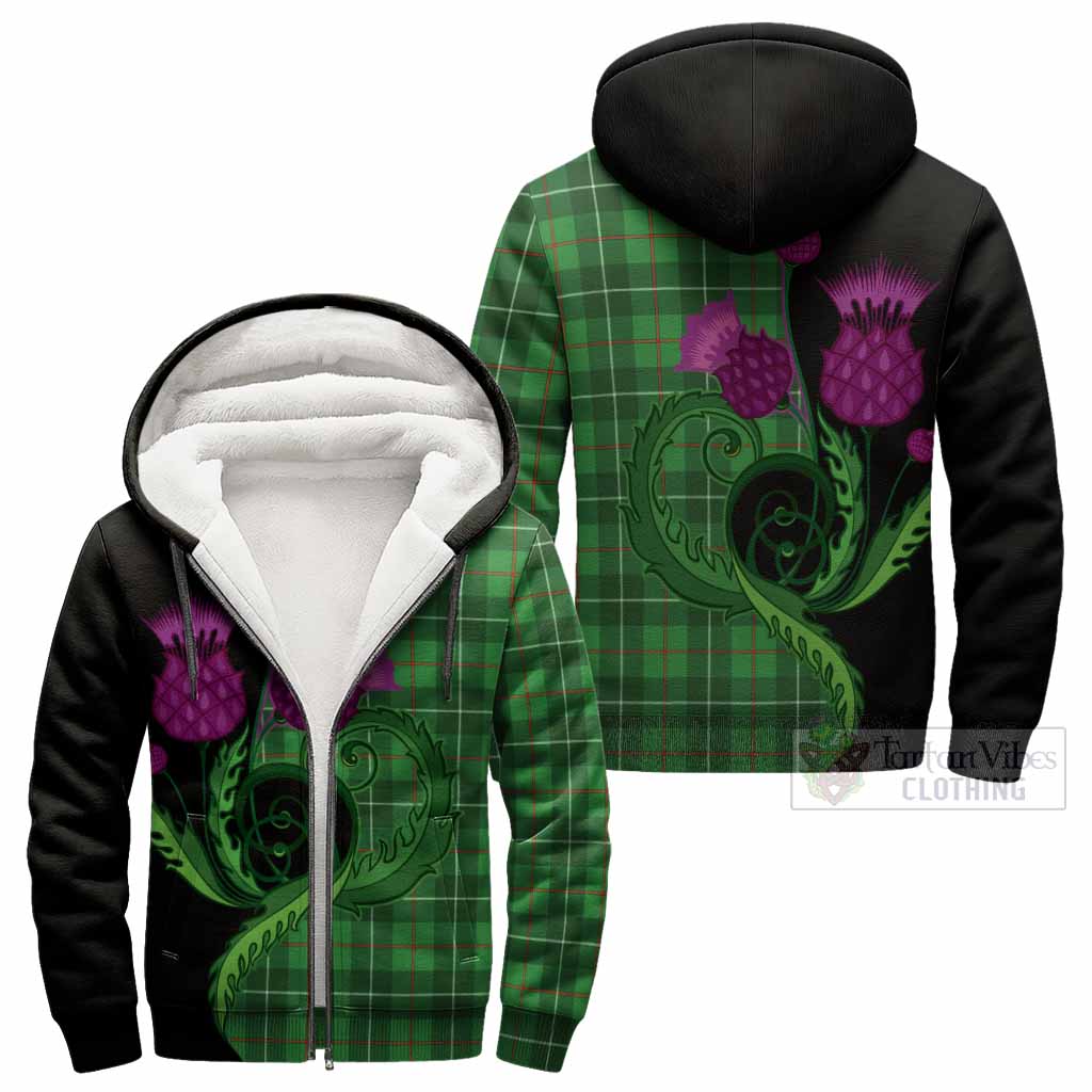 Galloway Tartan Sherpa Hoodie Traditional Scottish Thistle