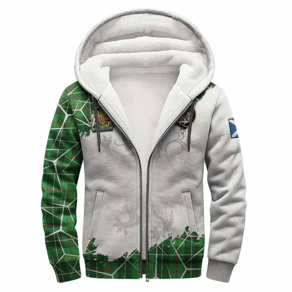 Galloway Tartan Sherpa Hoodie with Family Crest and Lion Rampant Grunge Style
