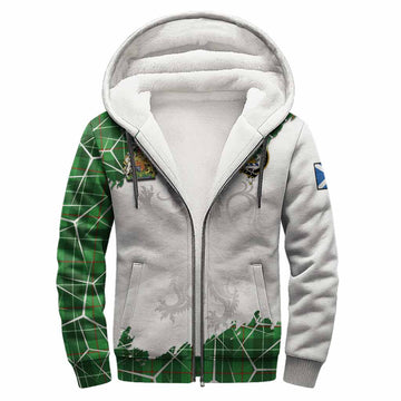 Galloway Tartan Sherpa Hoodie with Family Crest and Lion Rampant Grunge Style