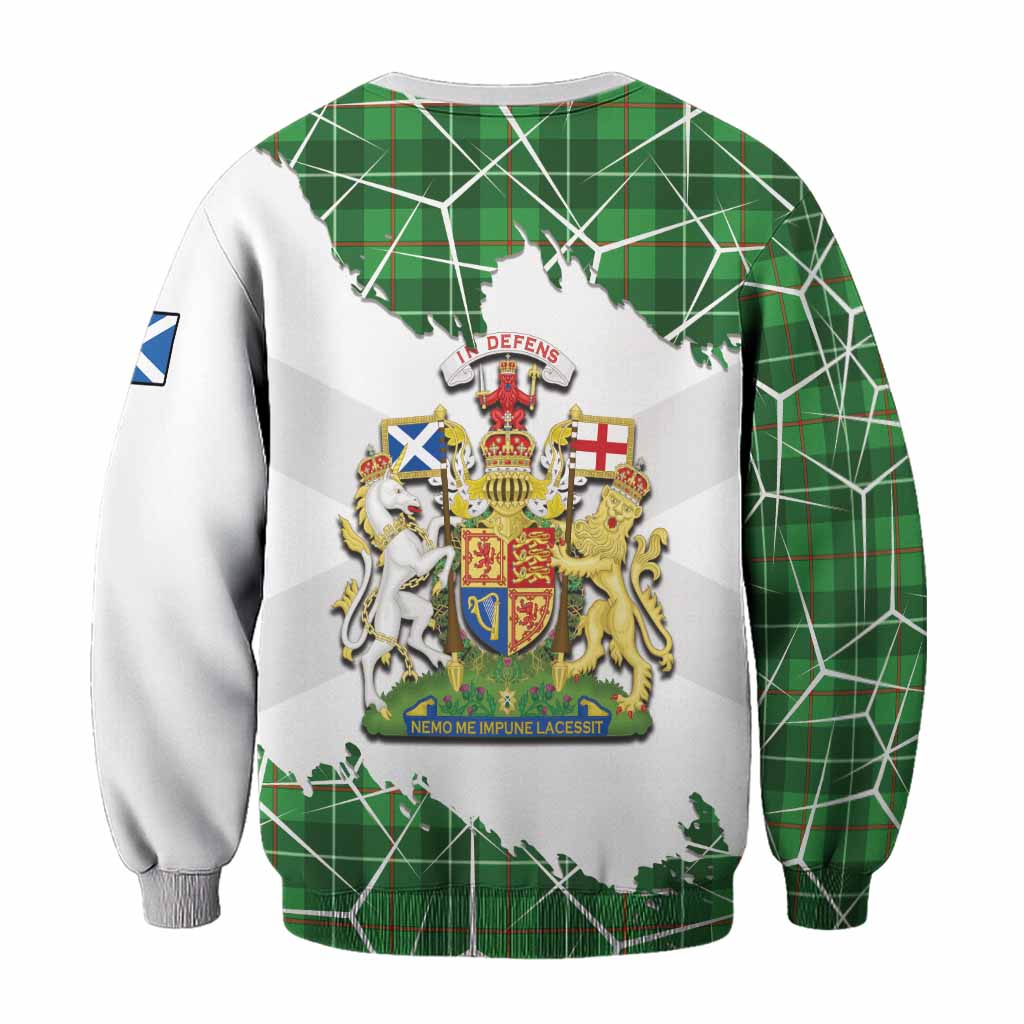 Galloway Tartan Sweatshirt with Family Crest and Lion Rampant Grunge Style