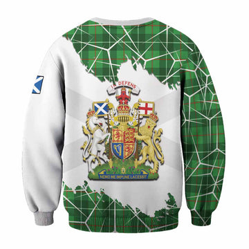 Galloway Tartan Sweatshirt with Family Crest and Lion Rampant Grunge Style