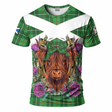 Galloway Tartan T-Shirt Scottish Thistle Heilan Coo