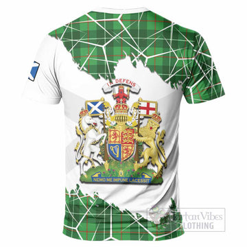 Galloway Tartan T-Shirt with Family Crest and Lion Rampant Grunge Style