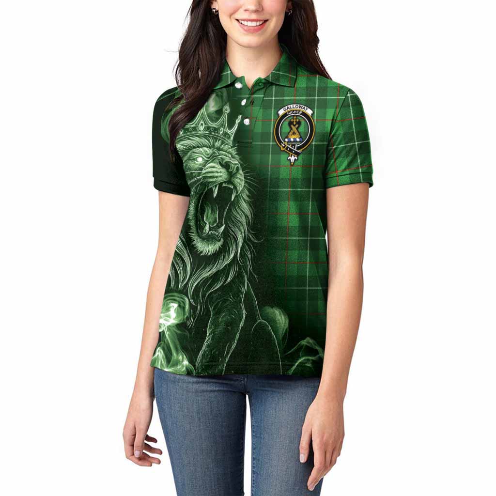 Galloway Tartan Women Polo Shirt Roaring Lion Heritage