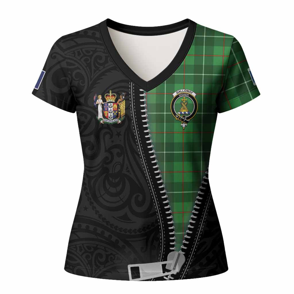 Galloway Tartan Women T shirt New Zealand Pattern Unique Zipper Stylized