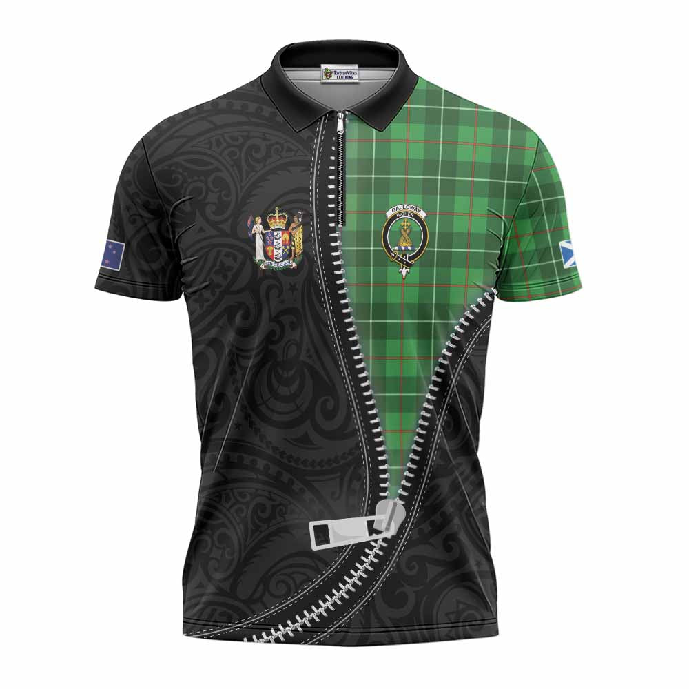 Galloway Tartan Zipper Polo Shirt New Zealand Pattern Unique Zipper Stylized