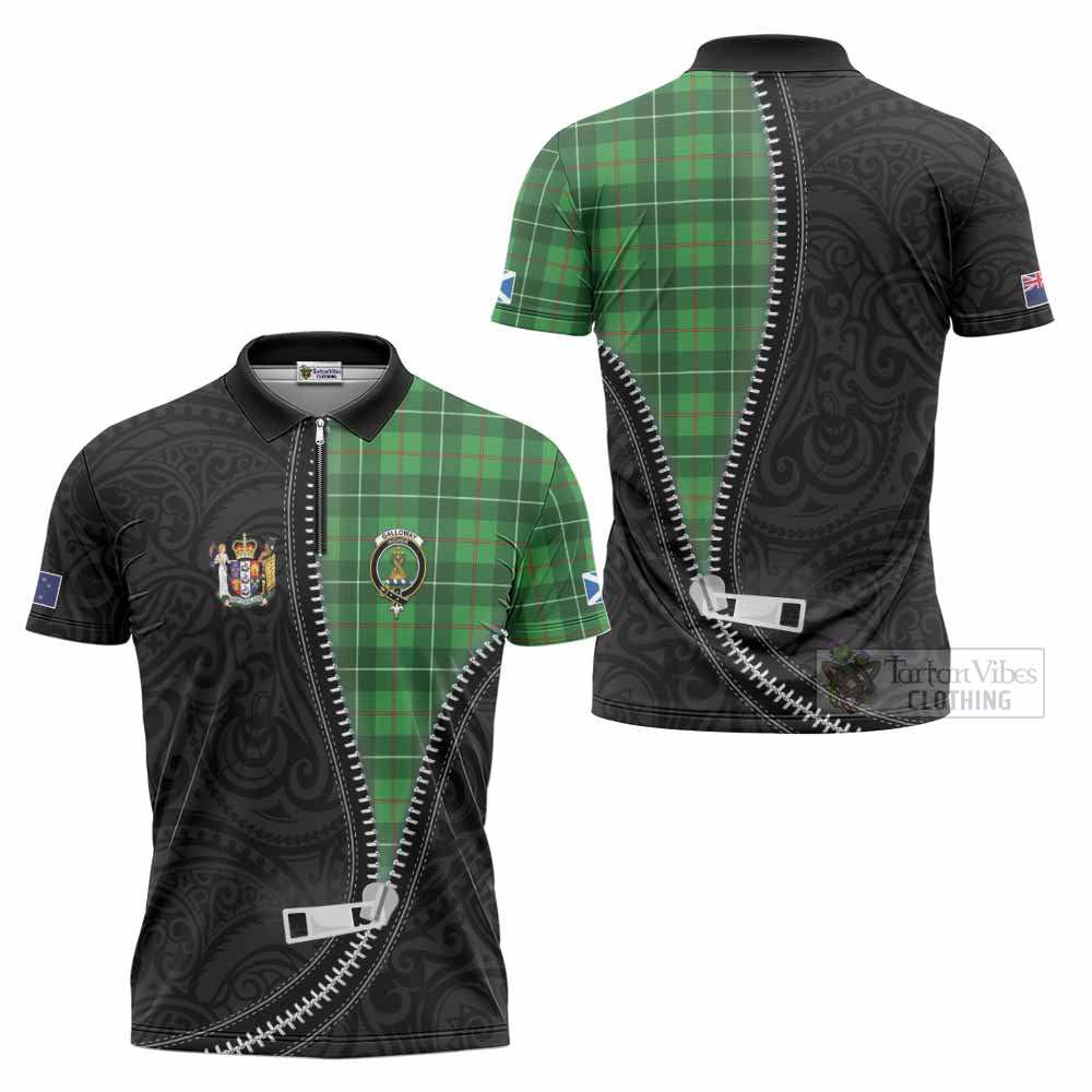 Galloway Tartan Zipper Polo Shirt New Zealand Pattern Unique Zipper Stylized