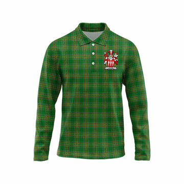 Galvin Irish Clan Tartan Long Sleeve Polo Shirt with Coat of Arms Unisex - Tartan Vibes Clothing