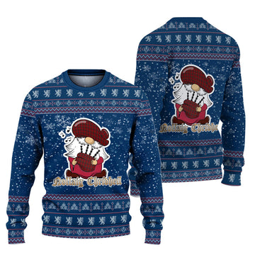 Galway County Ireland Clan Christmas Family Ugly Sweater with Funny Gnome Playing Bagpipes
