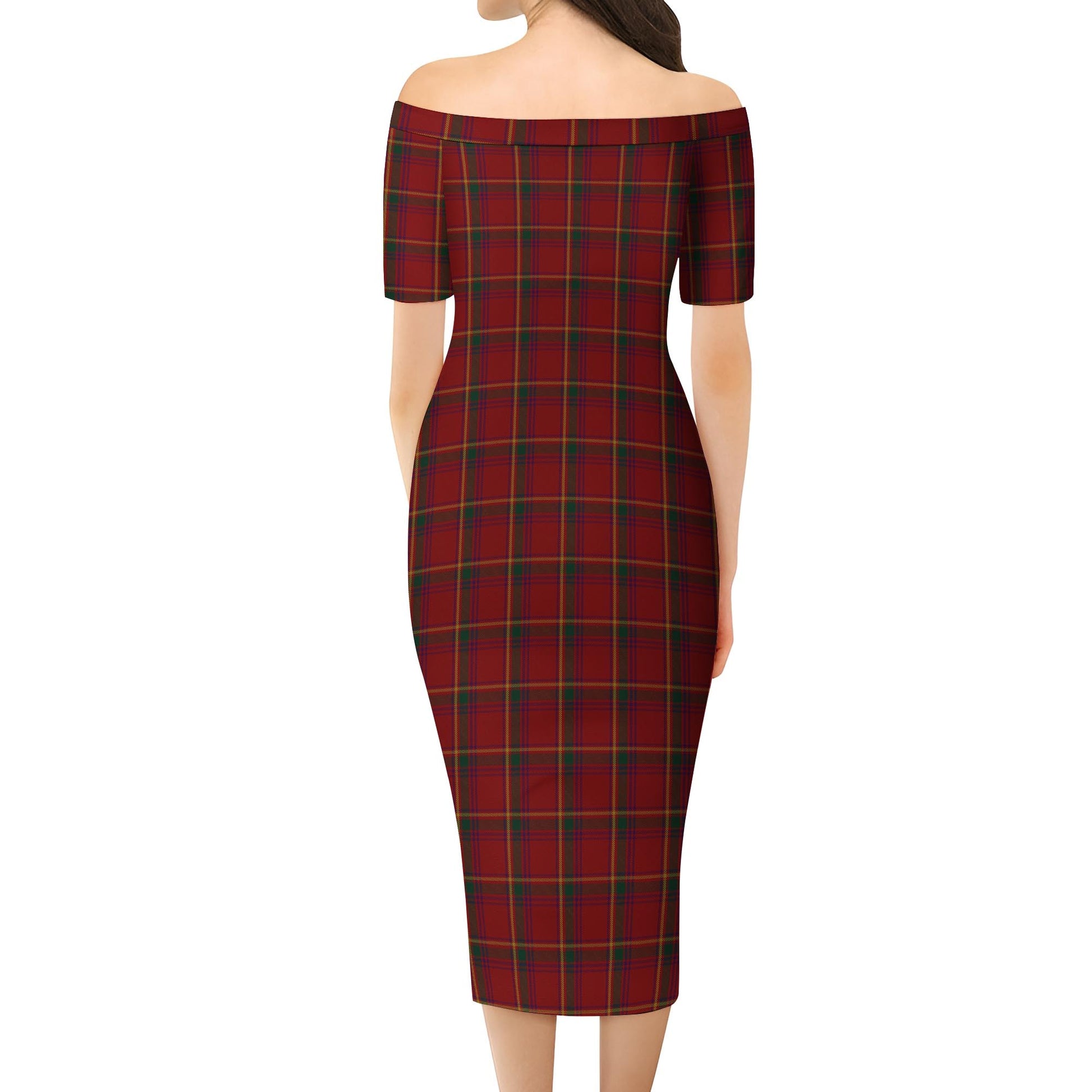 Galway County Ireland Tartan Off Shoulder Lady Dress - Tartan Vibes Clothing