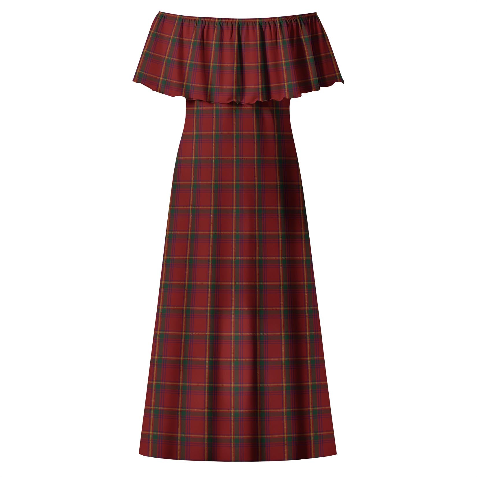 Galway County Ireland Tartan Off Shoulder Long Dress - Tartan Vibes Clothing