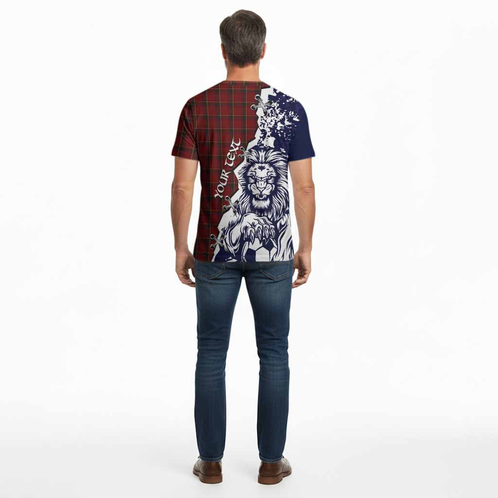 Galway County Ireland Tartan Scottish Cotton T-shirt Angry Lion With Soccer Ball Style