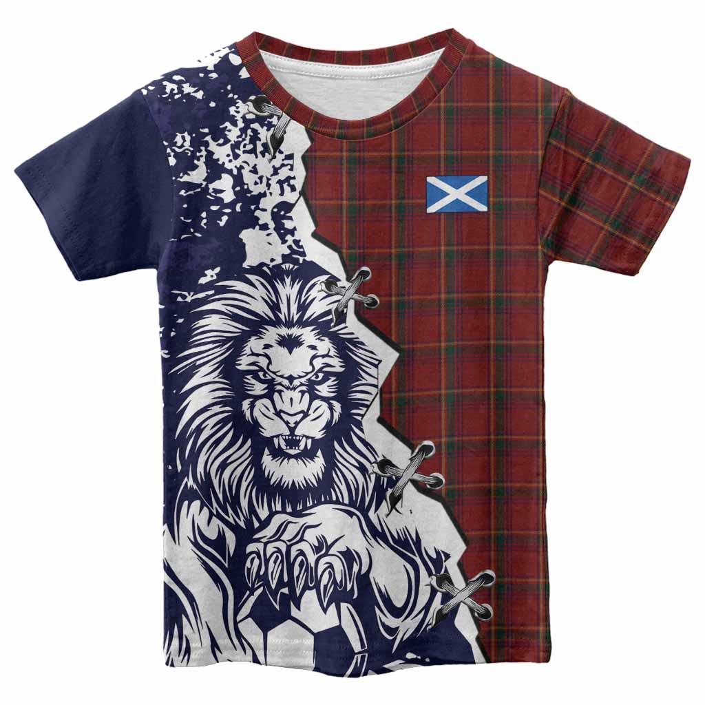 Galway County Ireland Tartan Scottish Kid T-shirt Angry Lion With Soccer Ball Style