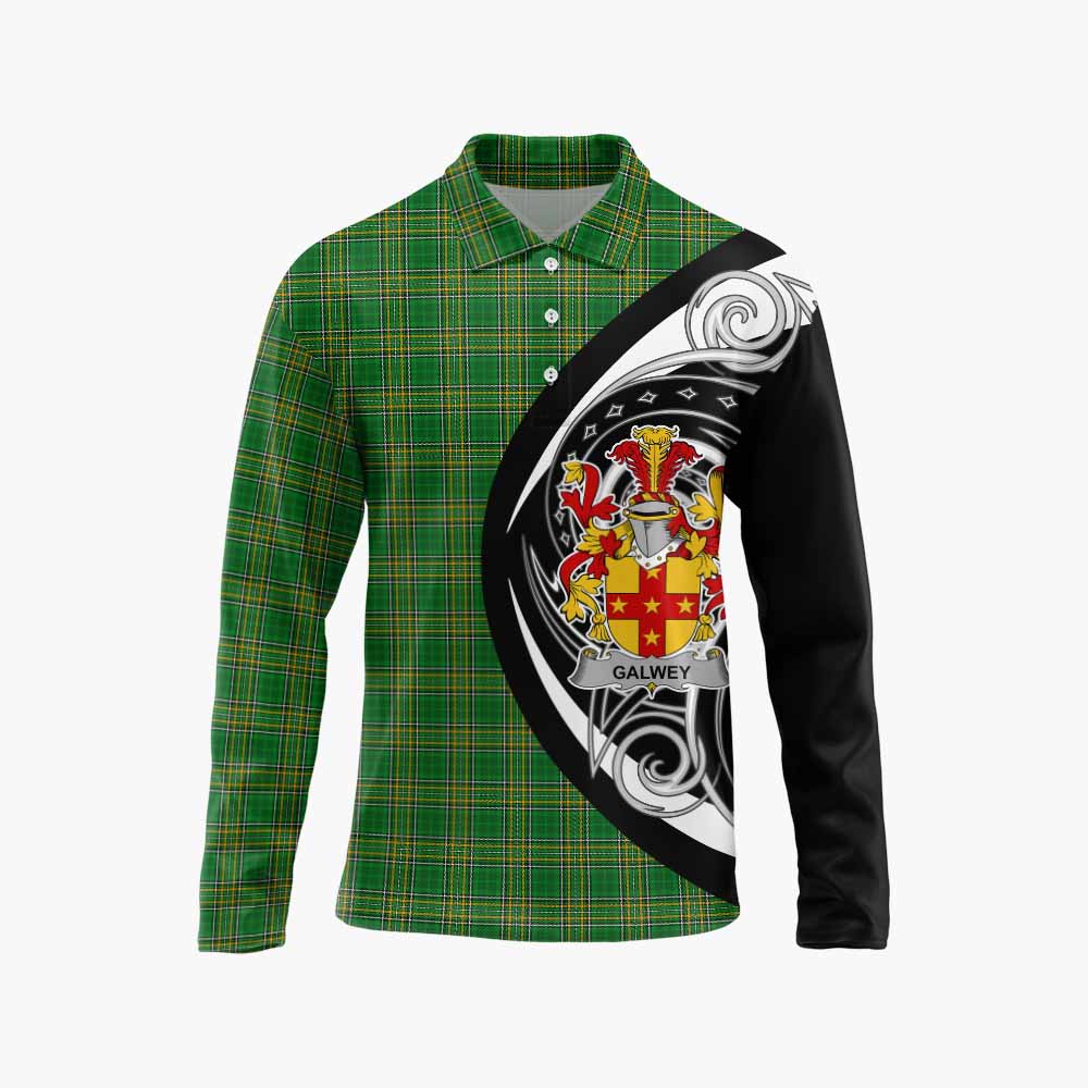 Galwey Irish Clan Long Sleeve Polo Shirt Celtic Circle Style Unisex - Tartan Vibes Clothing