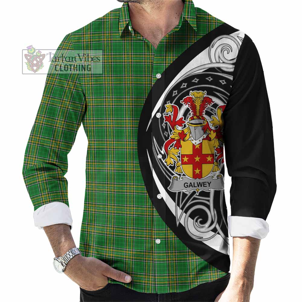 Galwey Irish Clan Long Sleeve Button Shirt Celtic Circle Style - Tartan Vibes Clothing