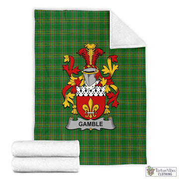 Tartan Vibes Clothing Gamble Irish Clan Tartan Blanket with Coat of Arms