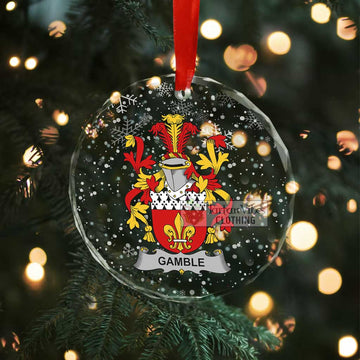 Gamble Irish Clan Christmas Glass Ornament with Coat of Arms