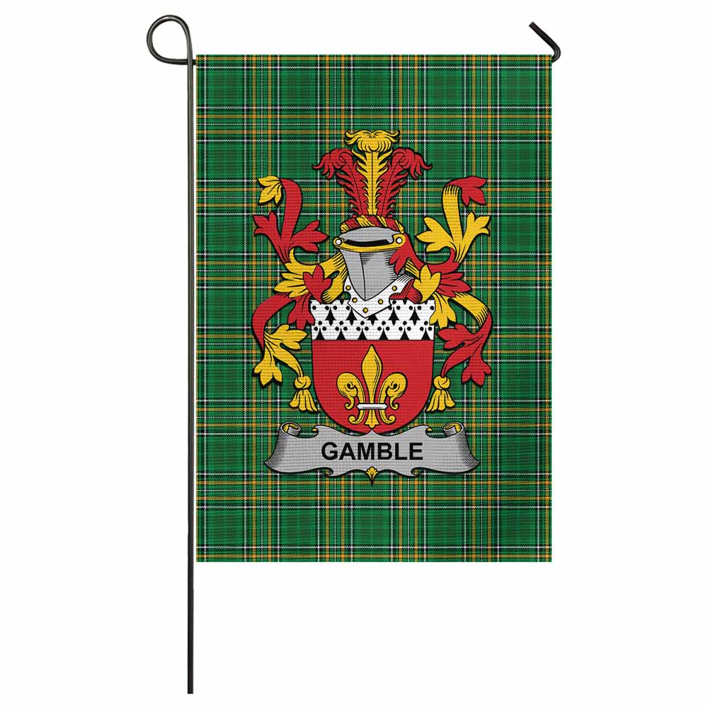 Gamble Irish Clan Tartan Flag with Coat of Arms