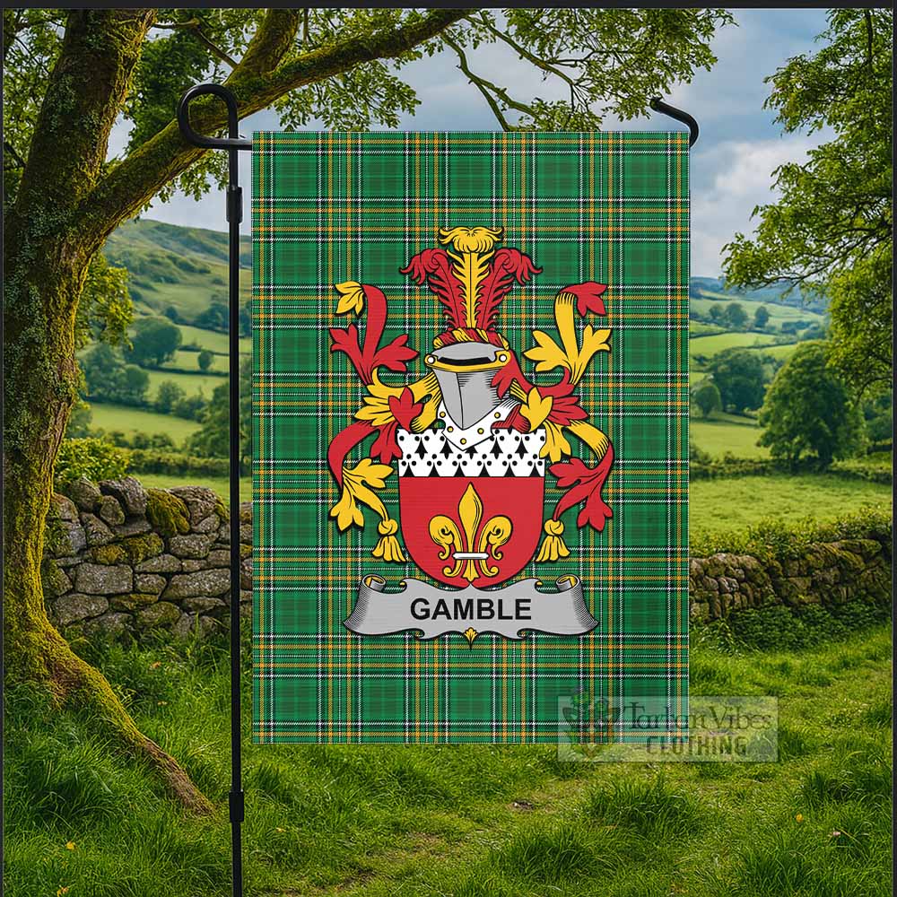 Gamble Irish Clan Tartan Flag with Coat of Arms