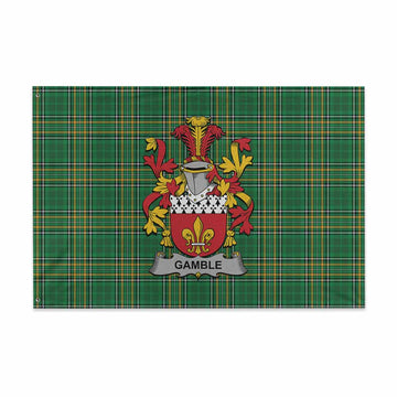 Gamble Irish Clan Tartan House Flag with Coat of Arms