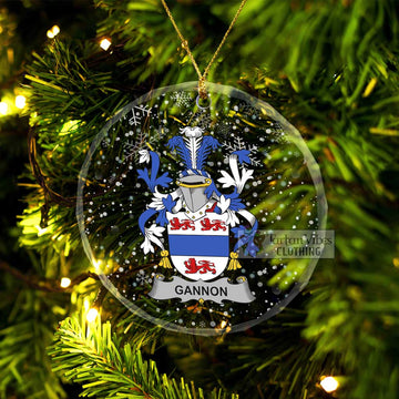 Gannon Irish Clan Christmas Glass Ornament with Coat of Arms