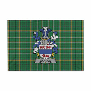 Gannon Irish Clan Tartan House Flag with Coat of Arms