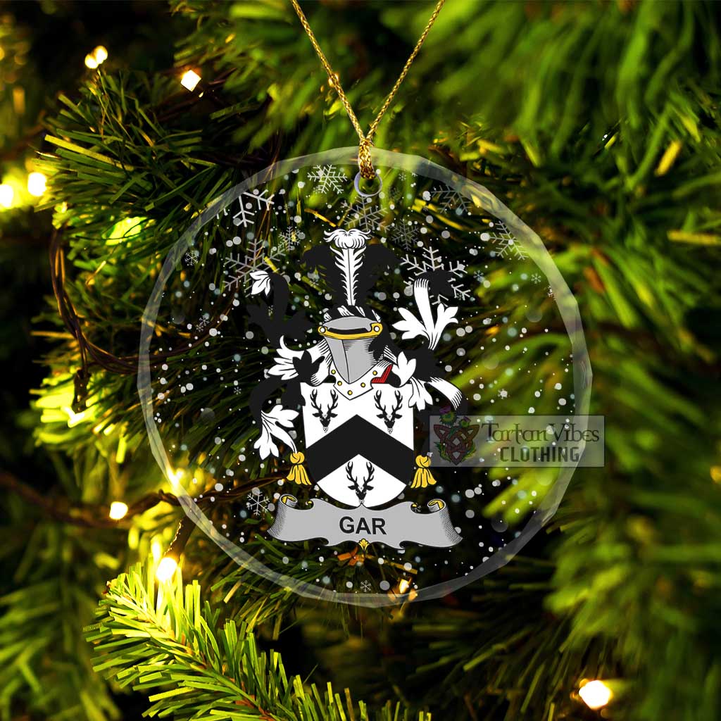 Gar Irish Clan Christmas Glass Ornament with Coat of Arms Transparent Glass Circle - 2D-tartanvibesclothing