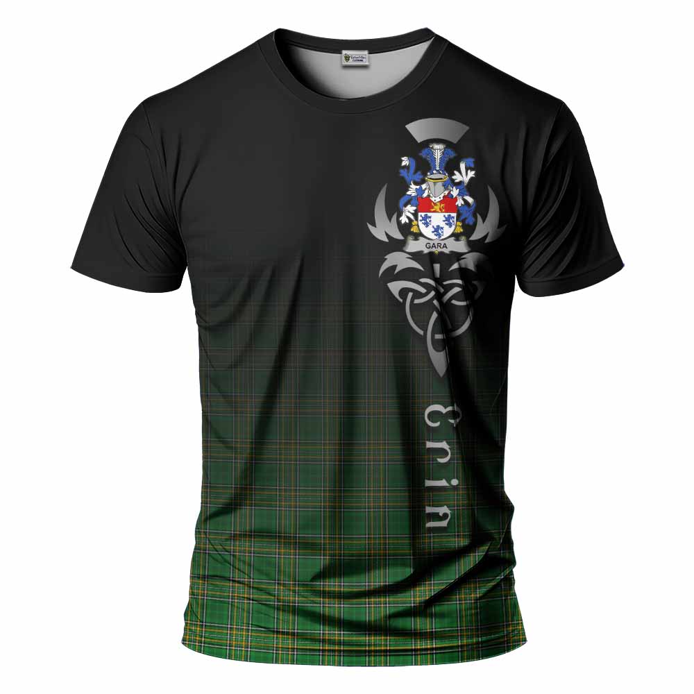 Tartan Vibes Clothing Gara Irish Clan T-Shirt with Coat of Arms Erin Go Bragh Celtic Inspired