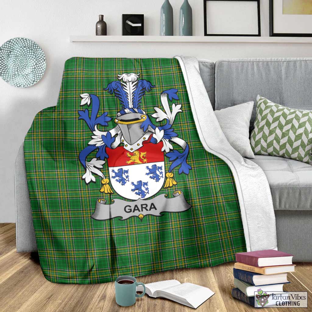 Tartan Vibes Clothing Gara Irish Clan Tartan Blanket with Coat of Arms