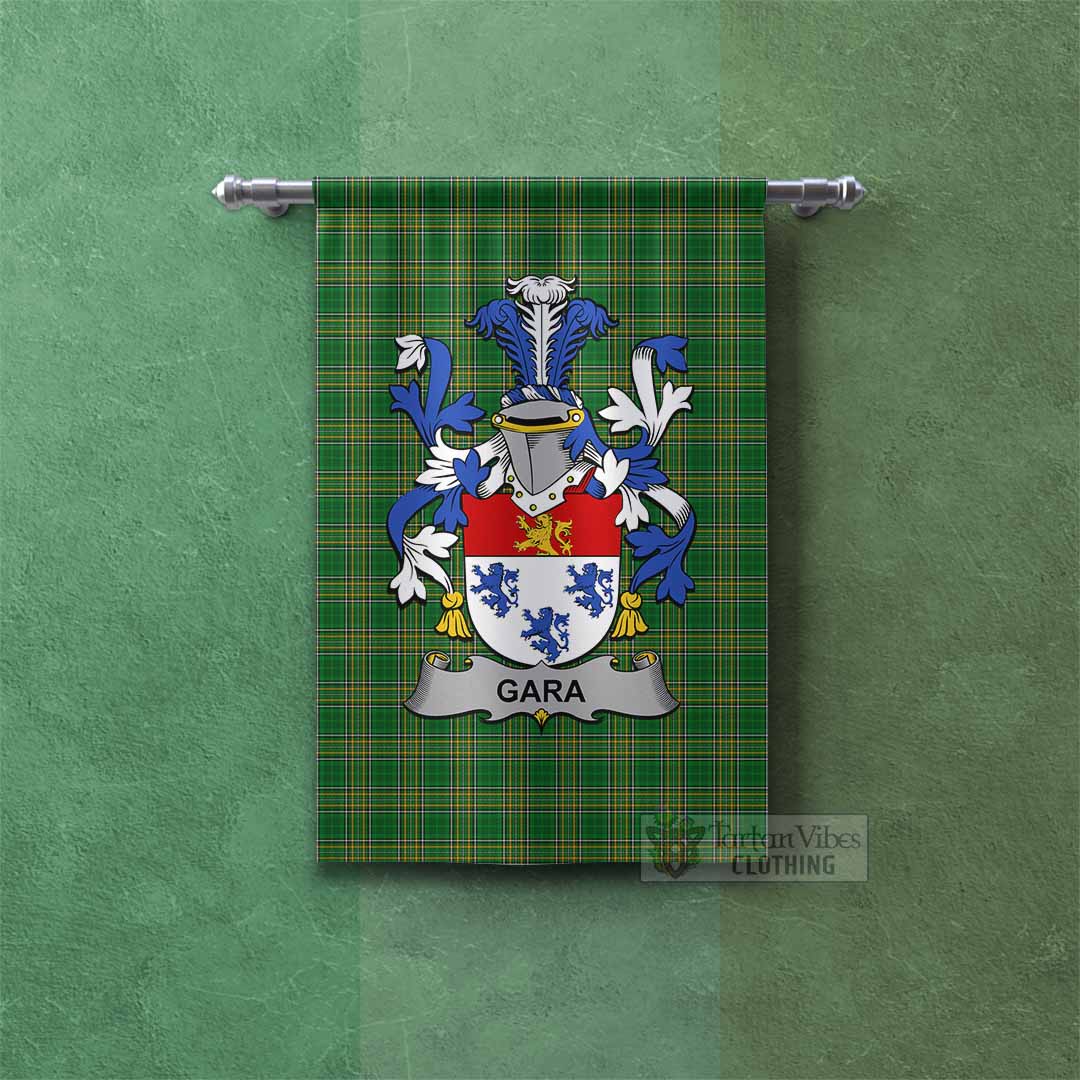 Tartan Vibes Clothing Gara Irish Clan Tartan Gonfalon, Tartan Banner with Coat of Arms
