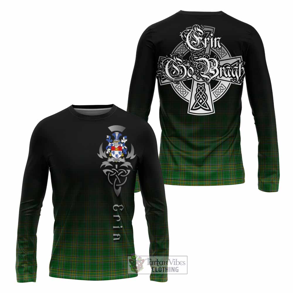 Tartan Vibes Clothing Gara Irish Clan Long Sleeve T-Shirt with Coat of Arms Erin Go Bragh Celtic Inspired